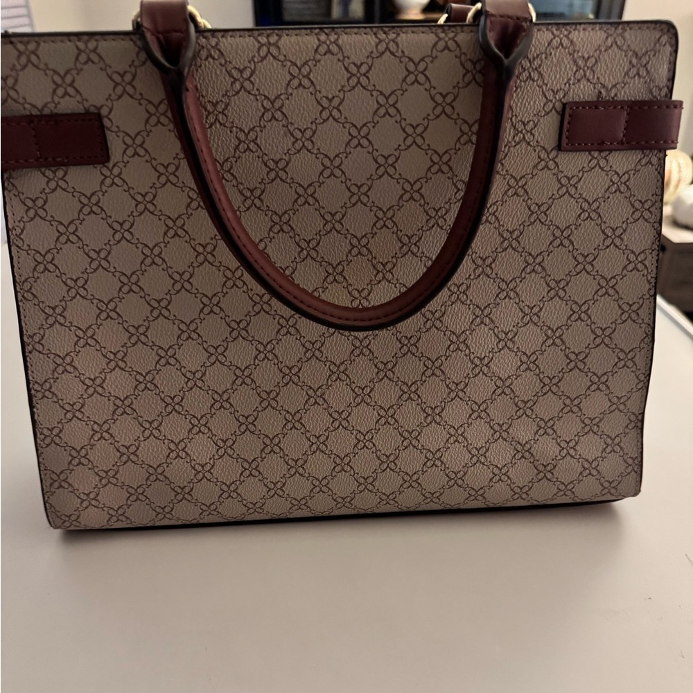 Nine West Burgundy and Cream Tote Bag - Picture 7 of 10